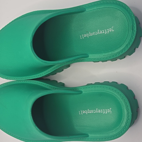 Jeffrey Campbell Clogge Slip On Green Slide Platform Sandals Sz 7 Boho Chunky - Picture 8 of 10